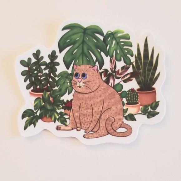 10/$10 Fat Cat & Plants Sticker - Picture 1 of 1